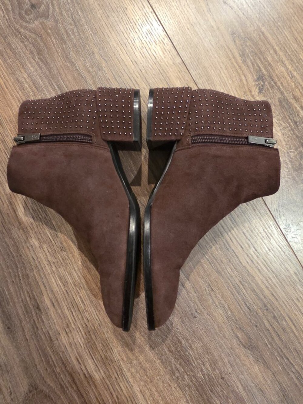 Donald Pliner Devas Dark Brown Suede Studded Ankle Booties 6M